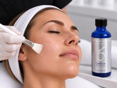 Kemisk peeling af kvindens ansigt hos Esthetix Kosmetisk Klinik i Herning – hudfornyelse, glød og forbedret hudstruktur.