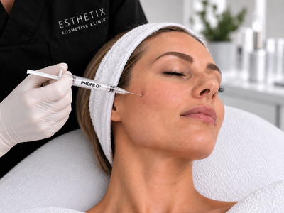 Profhilo skinbooster behandling hos Esthetix Kosmetisk Klinik i Herning – forbedrer hudens fugt, spændstighed og kvalitet.