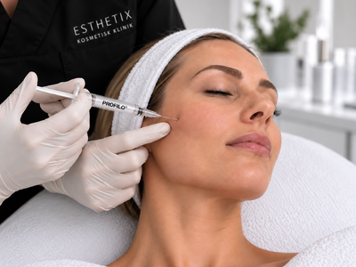 Profhilo skinbooster behandling af kvindens ansigt hos Esthetix Kosmetisk Klinik i Herning – hudfornyelse, fugt og forbedret hudkvalitet.  For an alt text and profile image upgrade, here’s one website builder option. Annonce